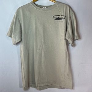 Anvil Men's M | Medium Brown Helicopter Green Graphic Short Sleeve T-shirt VTG